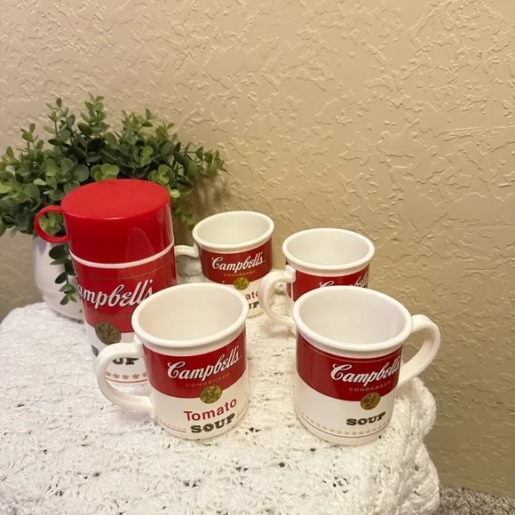 Lot Of Campbell Tupperware Soup Mugs & A Can Collection Mugs - Picture 2 of 9
